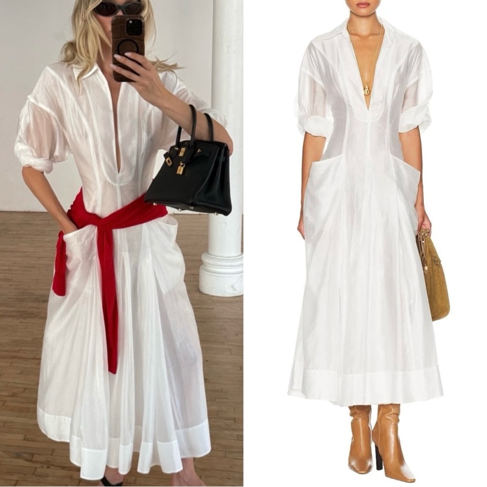 NWOT Helsa The Musee Midi Dress White Sheer Resort Vacation Beach S Summer Ibiza - Picture 2 of 12